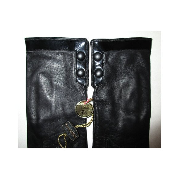 Vintage 70's Creation Pierre Cardin Made by Aris Black Leather Gloves NWT 7 1/2 - Picture 4 of 9